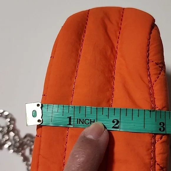 Orange Quilted Chain Crossbody Bag - Picture 9 of 14